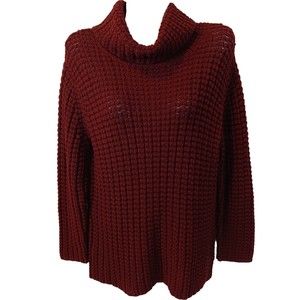 Rena Rowan Womens Garnet Knit Wool Blend Turtleneck Sweater, L